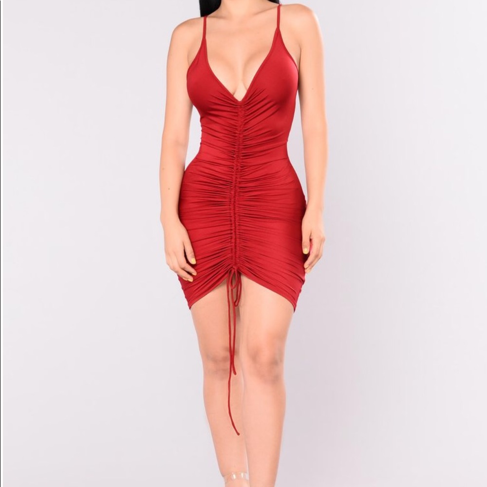 Shanghai Ruched Dress - Burgundy
